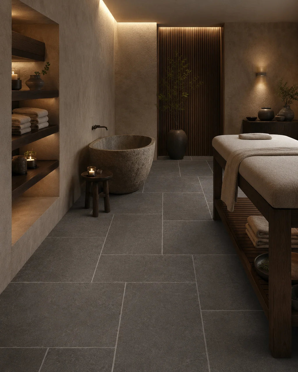 126G009 porcelain tile in a boutique spa setting