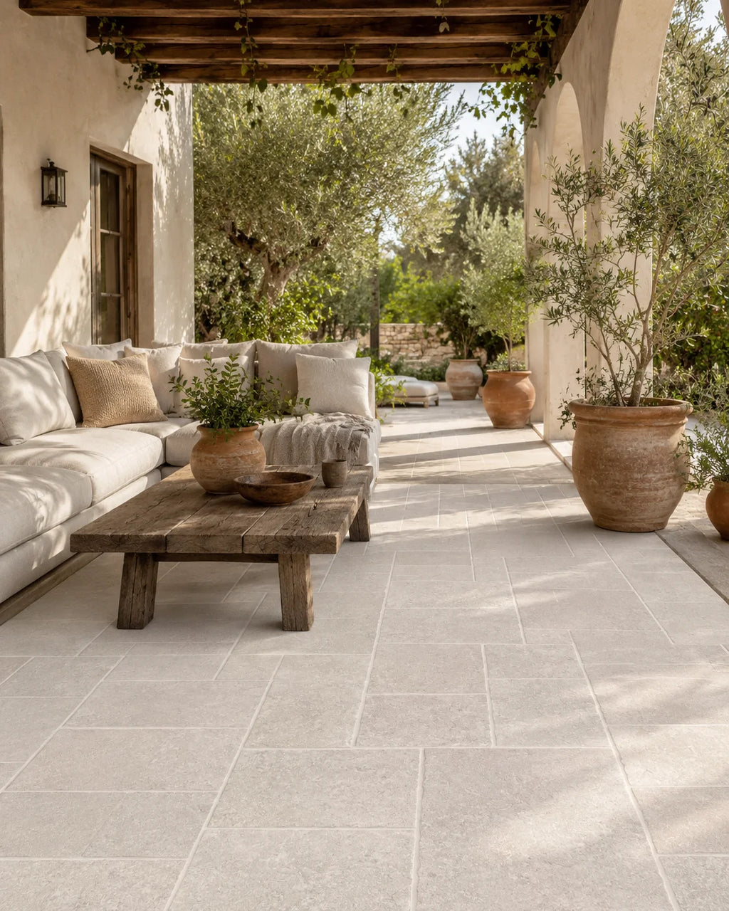Clean minimalist corridor tile with matte anti-slip finish